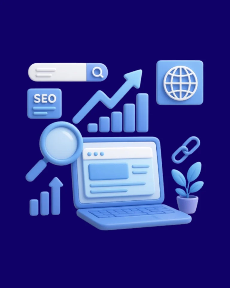 Search engine optimization dashboard with analytics charts, keyword research tools, and digital marketing performance tracking.