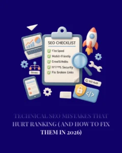 Image of the blog "Technical SEO Mistakes That Hurt Ranking" written by best digital marketing analyst in Malappuram